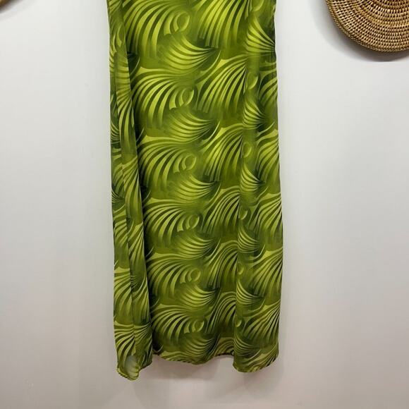 Vintage Y2K 2000s Santa Fe Green Funky Print Lined Sleeveless Midi Dress Medium - Picture 5 of 7